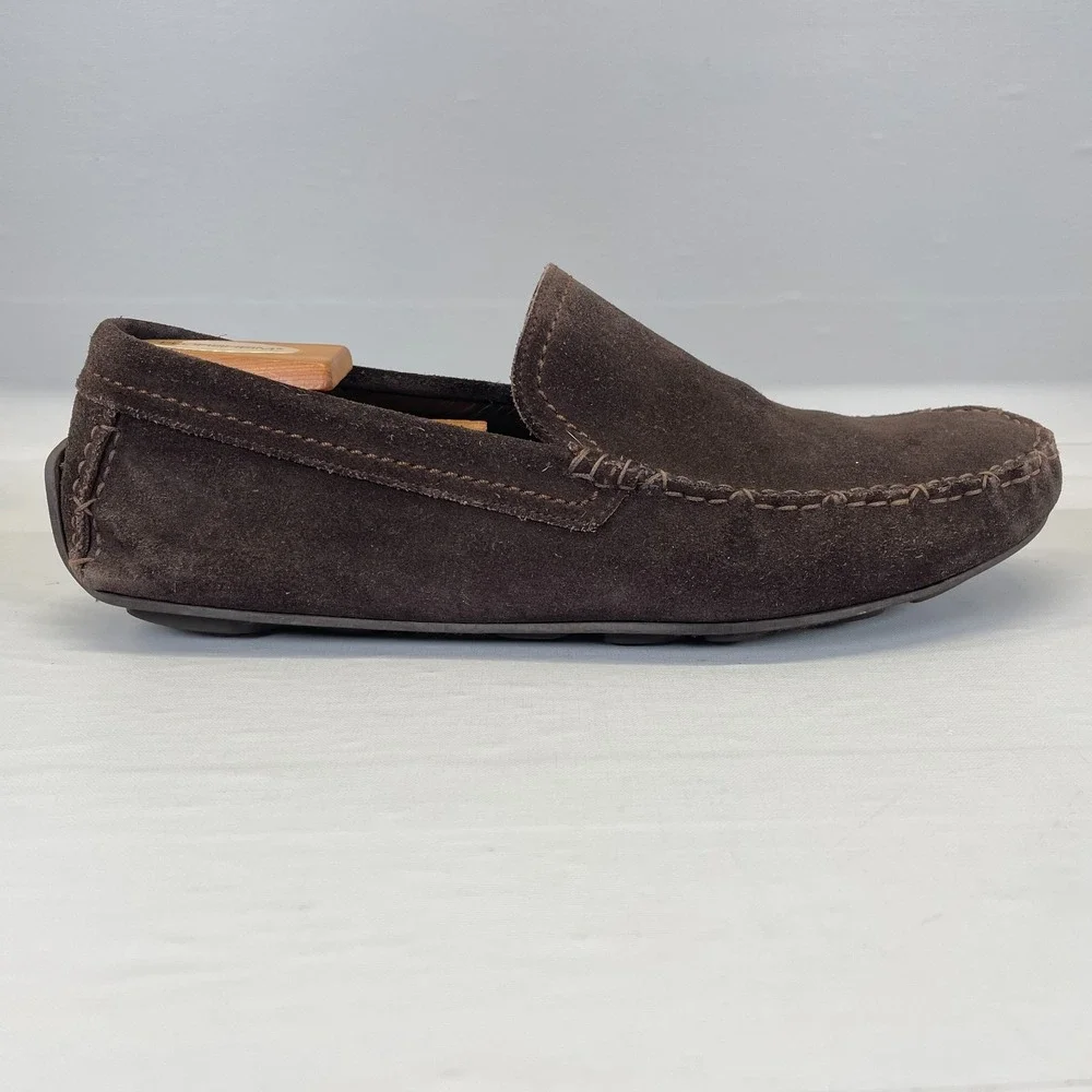 Ermenegildo Zegna Driving Loafers Mens Size 9.5 D Brown Suede Slip On Shoes